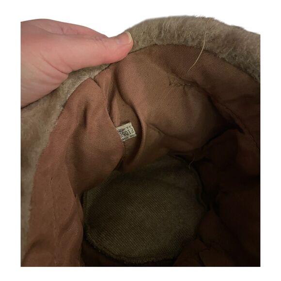 Vintage 70s/80s light brown faux fur bucket hat union made Made in USA cozycore